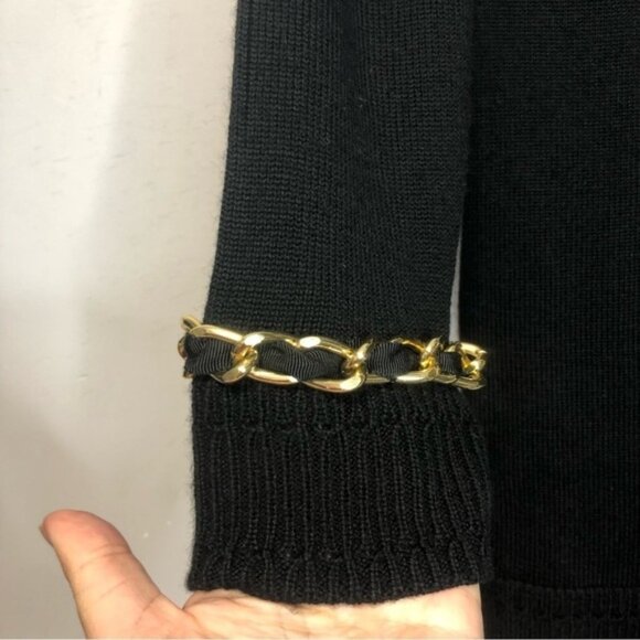 Milly Merino Wool Mini Sweater Dress Gold Chain Detail size S - Picture 4 of 7